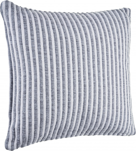 Set Of Two 22" X 22" Gray Striped Zippered 100% Cotton Throw Pillow