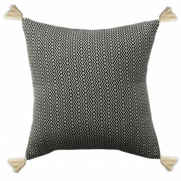 Set Of Two 18" X 18" Black Geometric Zippered 100% Cotton Throw Pillow