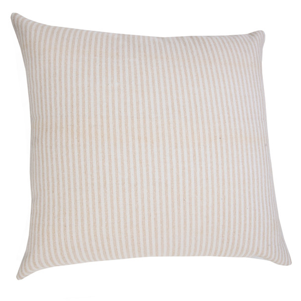 Set Of Two 20" X 20" Beige Striped Zippered 100% Cotton Throw Pillow