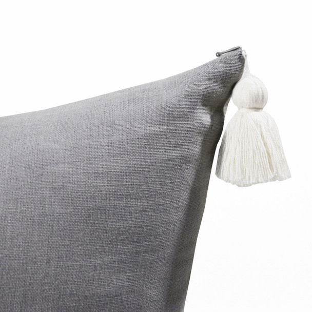 Set Of Two 20" X 20" Gray Striped Zippered Linen Throw Pillow