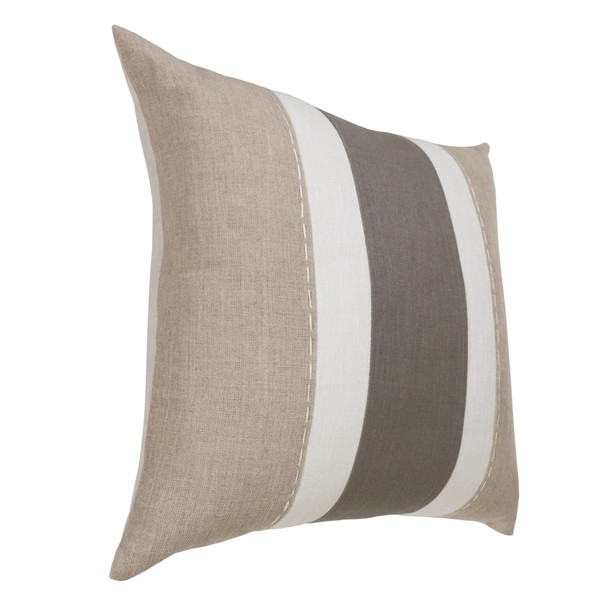 Set Of Two 20" X 20" Gray Striped Zippered Linen Throw Pillow