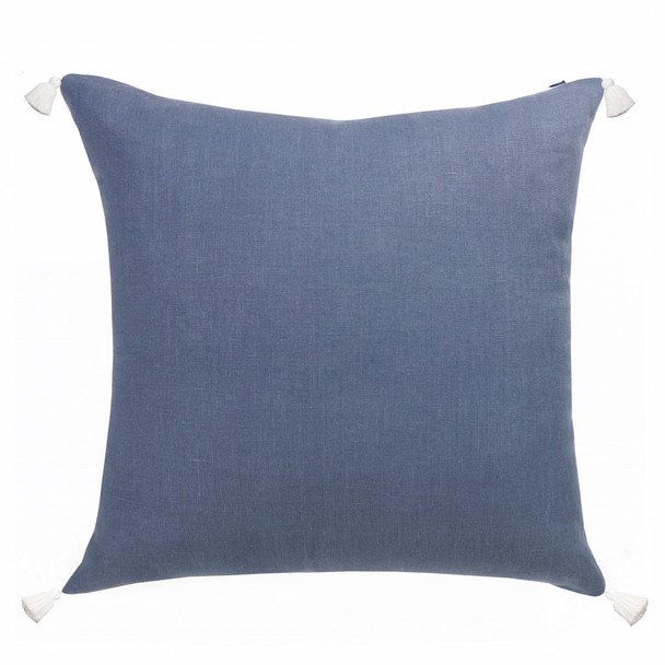 Set Of Two 20" X 20" Blue Striped Zippered Linen Throw Pillow