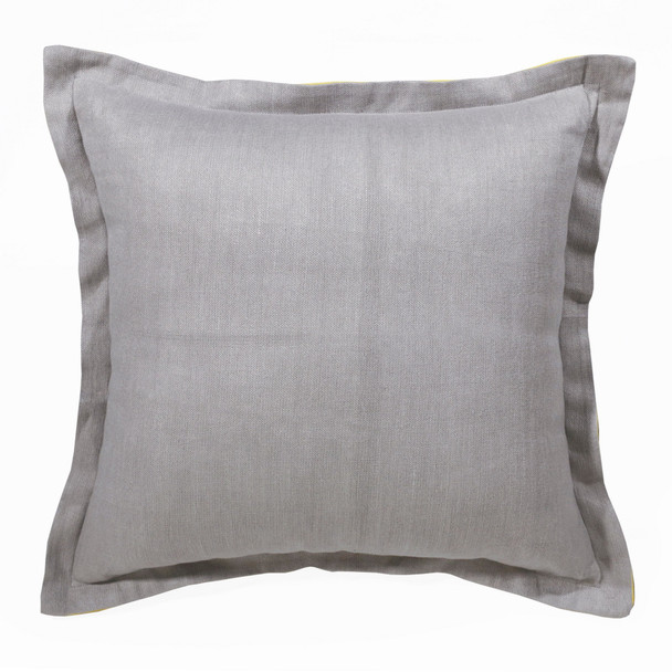 Set Of Two 20" X 20" Gray And Yellow Solid Color Zippered Linen Throw Pillow