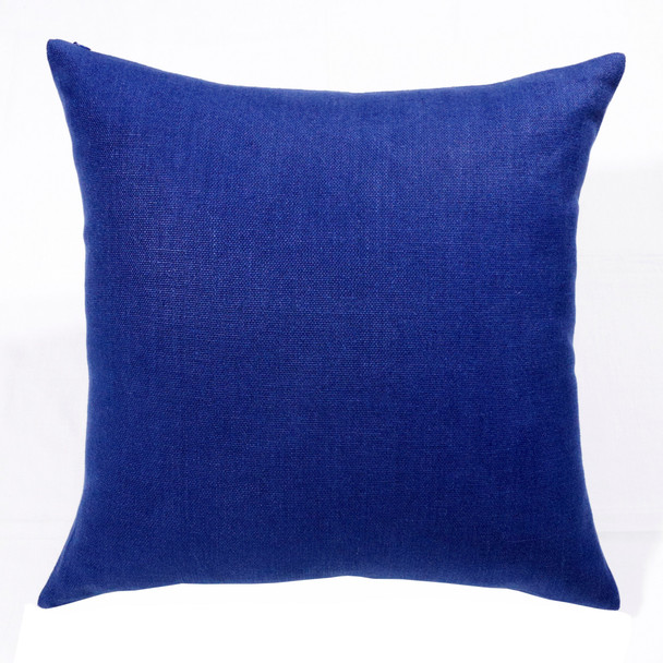 Set Of Two 20" X 20" Blue Solid Color Zippered Linen Throw Pillow