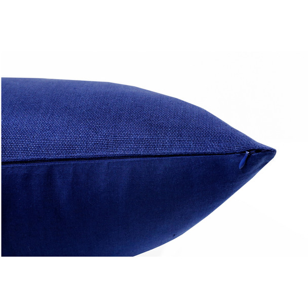 Set Of Two 20" X 20" Blue Solid Color Zippered Linen Throw Pillow