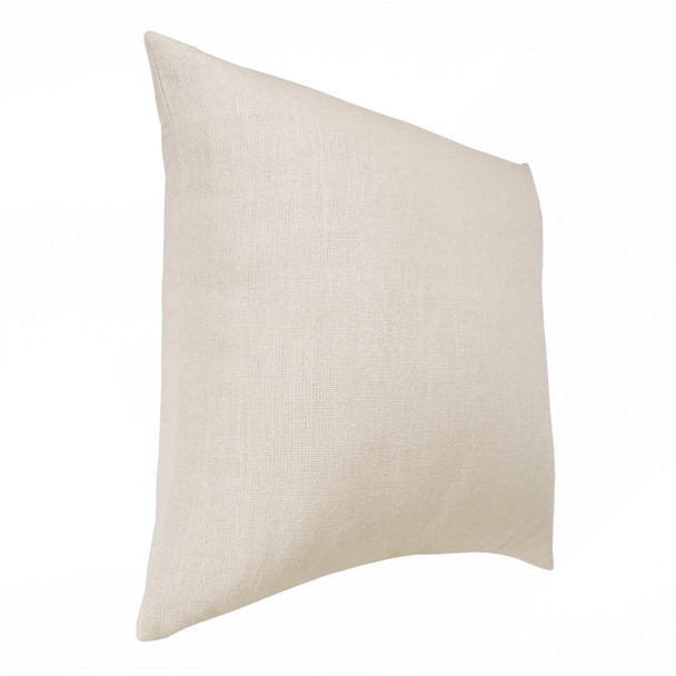 Set Of Two 20" X 20" Cream Solid Color Zippered Linen Throw Pillow