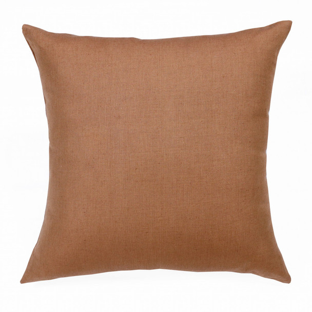 Set Of Two 20" X 20" Brown Solid Color Zippered Linen Throw Pillow