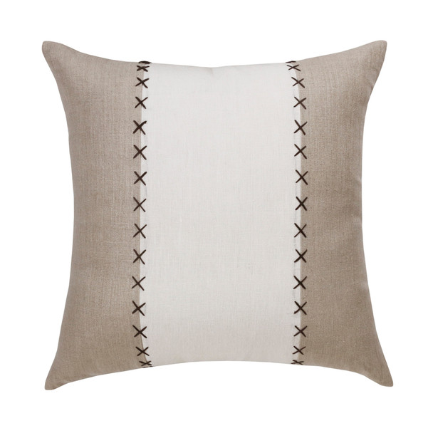 Set Of Two 20" X 20" Gray Patchwork Zippered Linen Throw Pillow