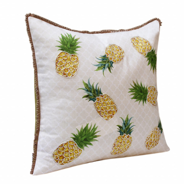 Set Of Two 20" X 20" Yellow Tropical Zippered Polyester Throw Pillow