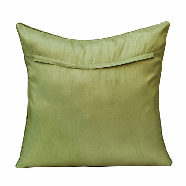 Set Of Two 20" X 20" Green Floral Zippered Polyester Throw Pillow