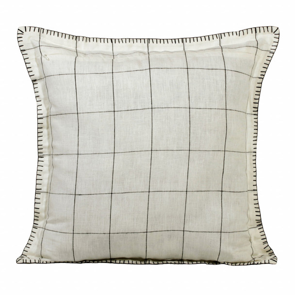 Set Of Two 20" X 20" Ivory Geometric Zippered Linen Throw Pillow