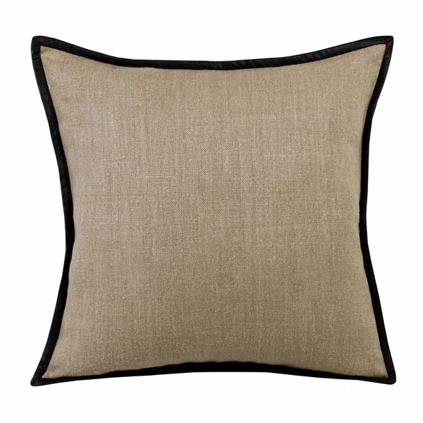 Set Of Two 20" X 20" Tan Solid Color Zippered Linen Throw Pillow