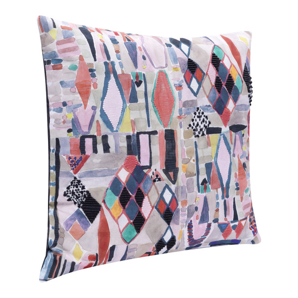 Set Of Two 20" X 20" Multicolored Abstract Zippered Polyester Throw Pillow