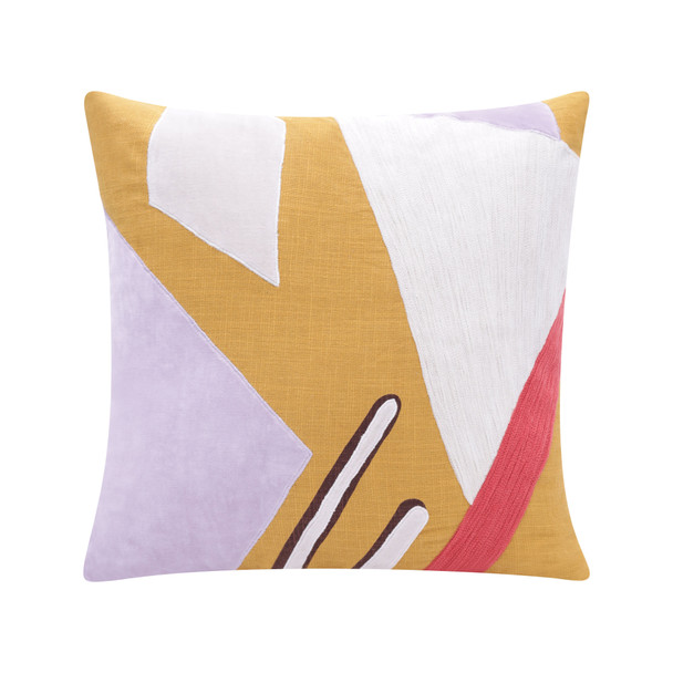 Set Of Two 20" X 20" Yellow Abstract Zippered 100% Cotton Throw Pillow