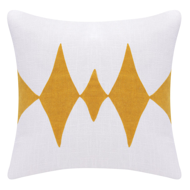 Set Of Two 20" X 20" Yellow Diamond Zippered 100% Cotton Throw Pillow