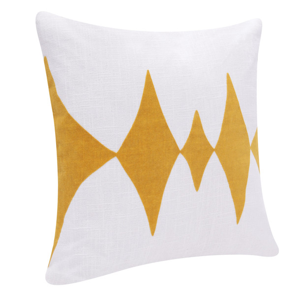 Set Of Two 20" X 20" Yellow Diamond Zippered 100% Cotton Throw Pillow