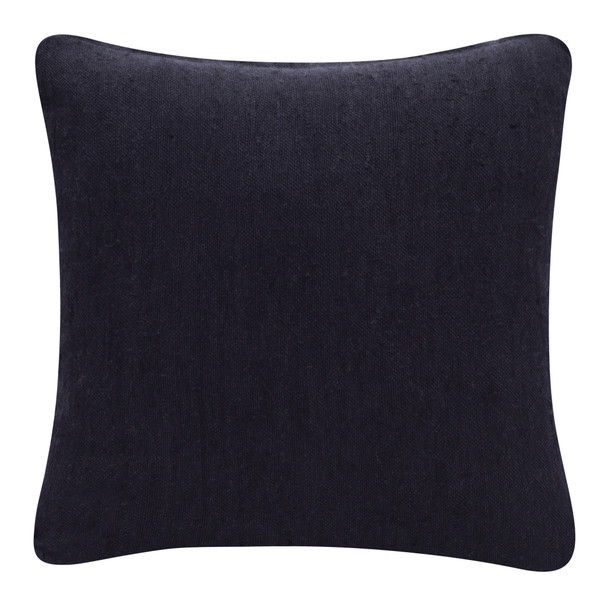 Set Of Two 20" X 20" Black Solid Color Zippered Linen Throw Pillow