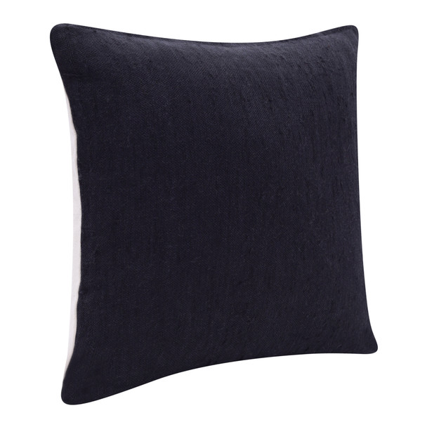 Set Of Two 20" X 20" Black Solid Color Zippered Linen Throw Pillow