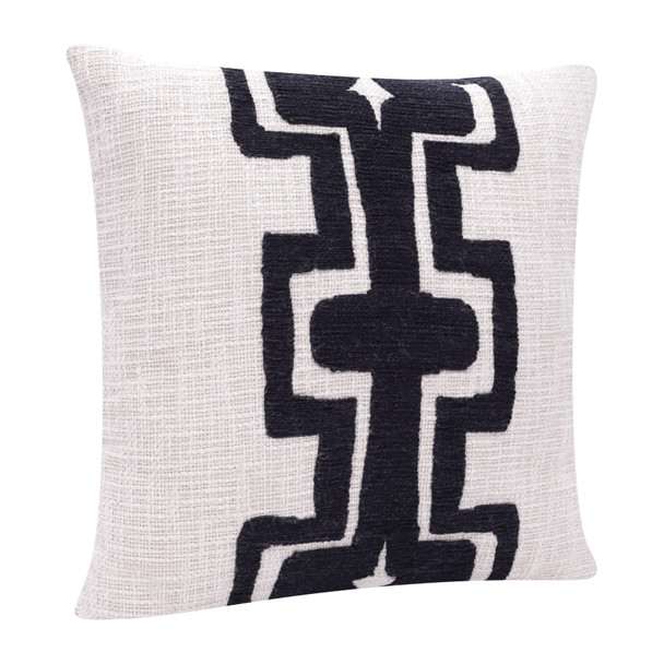 Set Of Two 24" X 24" Black Geometric Zippered 100% Cotton Throw Pillow