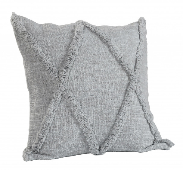 Set Of Two 20" X 20" Gray Diamond Zippered 100% Cotton Throw Pillow