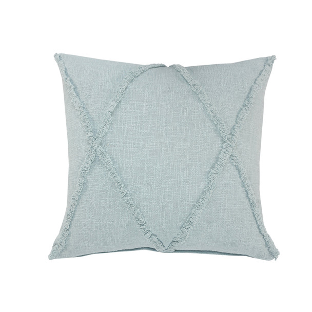 Set Of Two 18" X 18" Blue Solid Color Zippered 100% Cotton Throw Pillow