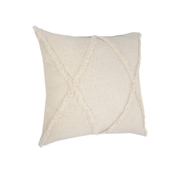 Set Of Two 26" X 26" White Solid Color Zippered 100% Cotton Throw Pillow