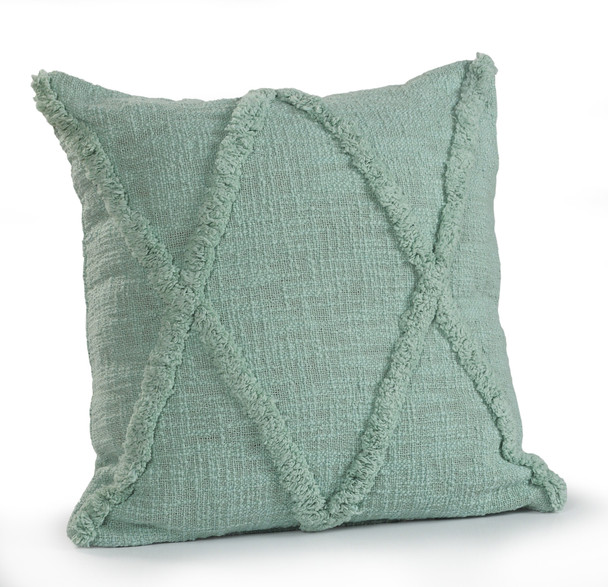 Set Of Two 18" X 18" Green Geometric Zippered 100% Cotton Throw Pillow