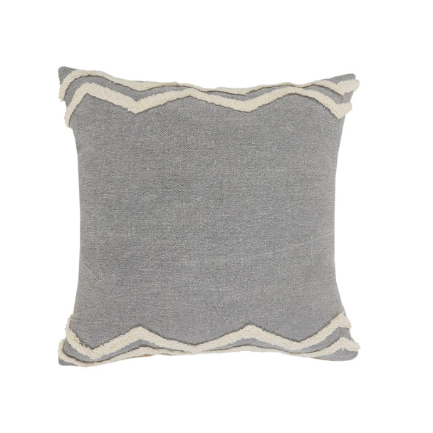 Set Of Two 20" X 20" Gray Chevron Zippered 100% Cotton Throw Pillow