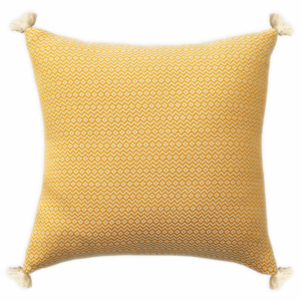 Set Of Two 18" X 18" Yellow Geometric Zippered 100% Cotton Throw Pillow