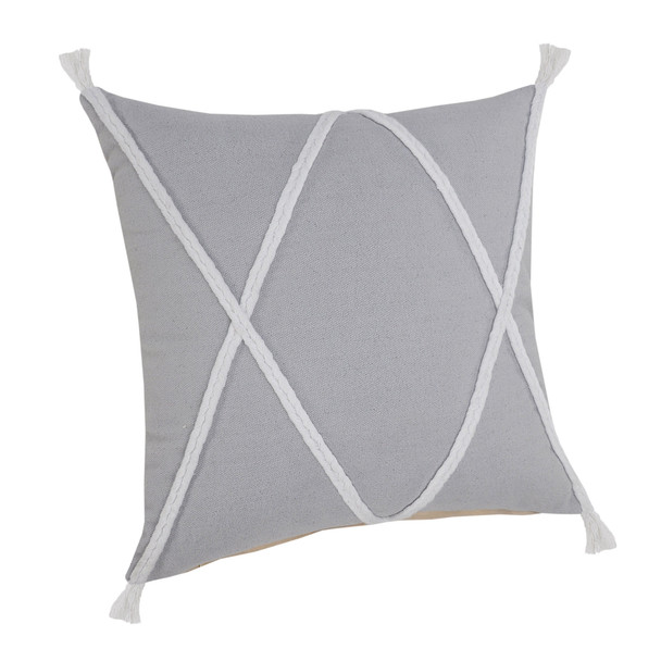 Set Of Two 20" X 20" Gray Coastal Zippered 100% Cotton Throw Pillow