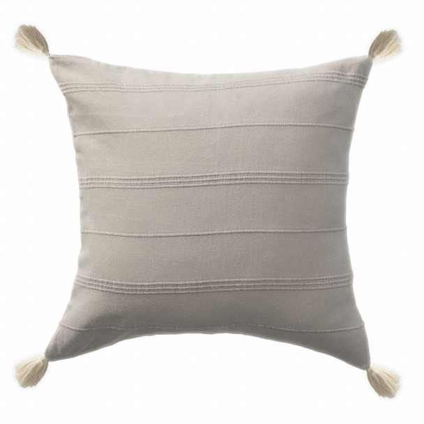 Set Of Two 18" X 18" Beige Solid Color Zippered 100% Cotton Throw Pillow