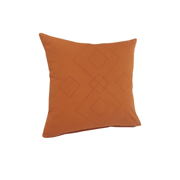 Set Of Two 20" X 20" Orange Diamond Zippered 100% Cotton Throw Pillow