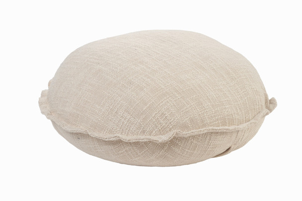 Set Of Two 20" X 20" Round Beige Round Solid Color Zippered 100% Cotton Throw Pillow