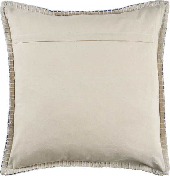 Set Of Two 24" X 24" Blue Solid Color Zippered 100% Cotton Throw Pillow