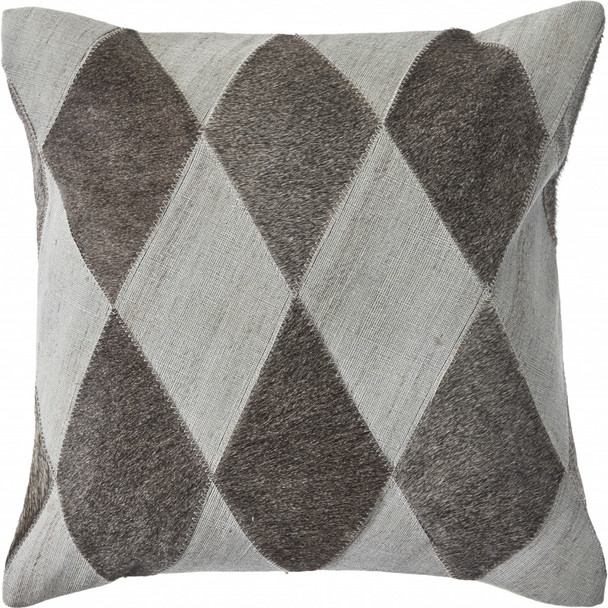 Set Of Two 20" X 20" Brown Geometric Zippered 100% Wool Throw Pillow