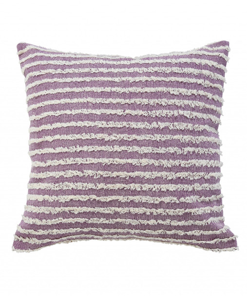 Set Of Two 20" X 20" Purple Striped Zippered 100% Cotton Throw Pillow