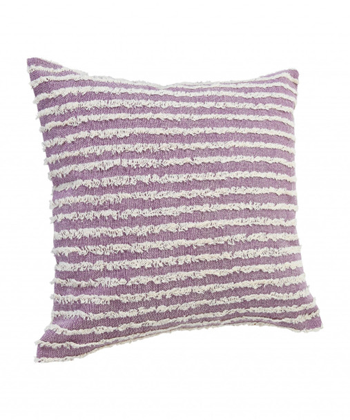 Set Of Two 20" X 20" Purple Striped Zippered 100% Cotton Throw Pillow