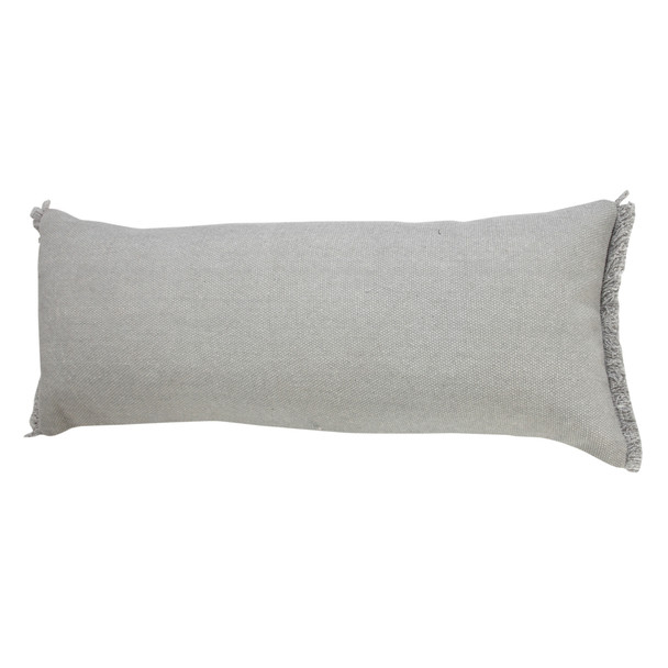 Set Of Two 14" X 36" Gray Solid Color Zippered 100% Cotton Throw Pillow