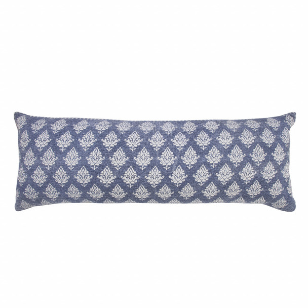 Set Of Two 14" X 36" Blue Geometric Zippered 100% Cotton Throw Pillow