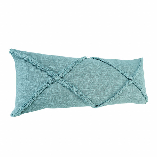 Set Of Two 14" X 36" Blue Geometric Zippered 100% Cotton Throw Pillow