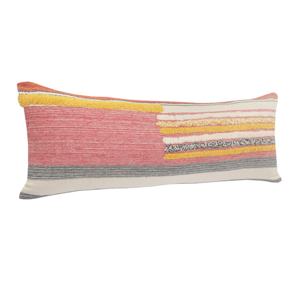 Set Of Two 14" X 36" Multicolored Striped Zippered 100% Cotton Throw Pillow