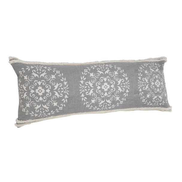 Set Of Two 14" X 36" Gray Geometric Zippered 100% Cotton Throw Pillow