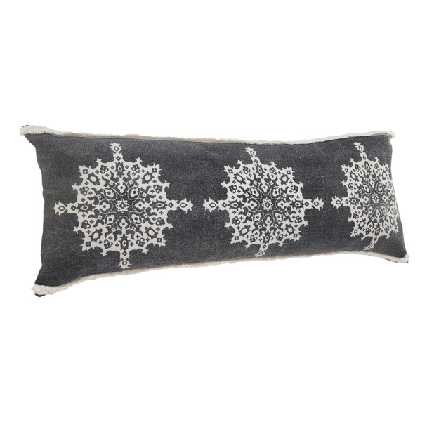 Set Of Two 14" X 36" Gray Geometric Zippered 100% Cotton Throw Pillow
