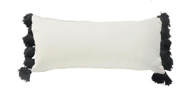 Set Of Two 12" X 28" Gray Geometric Zippered 100% Cotton Throw Pillow