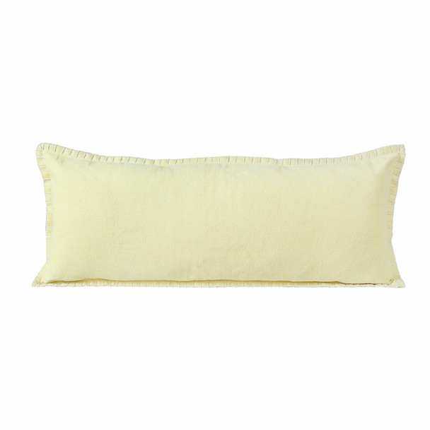 Set Of Two 14" X 36" Yellow Solid Color Zippered 100% Cotton Throw Pillow