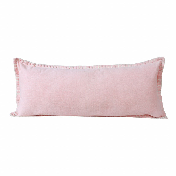 Set Of Two 14" X 36" Pink Solid Color Zippered 100% Cotton Throw Pillow