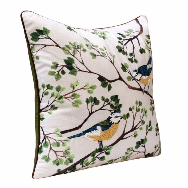Set Of Two 20" X 20" Green Bird Animal Print Zippered Polyester Throw Pillow