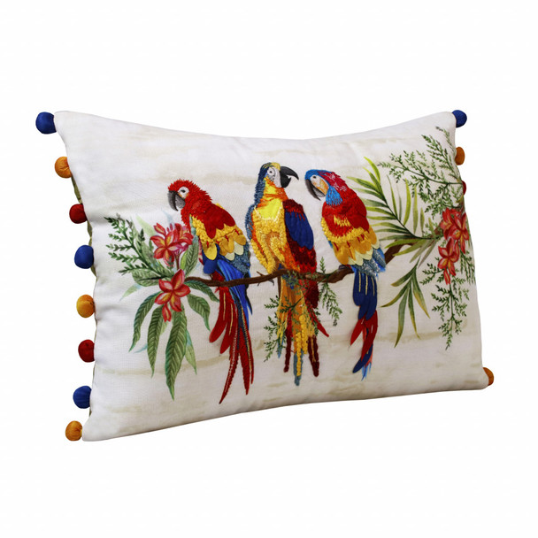 Set Of Two 14" X 20" Red Bird Animal Print Zippered Polyester Throw Pillow