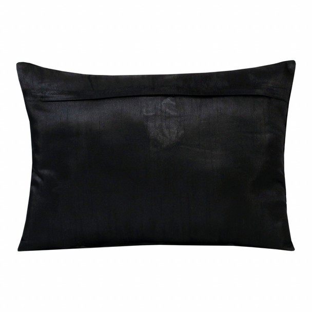 Set Of Two 14" X 20" Black Geometric Zippered Polyester Throw Pillow