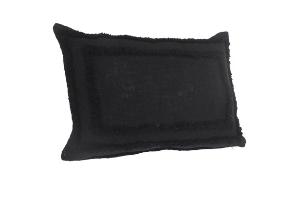 Set Of Two 16" X 24" Black Geometric Zippered 100% Cotton Throw Pillow